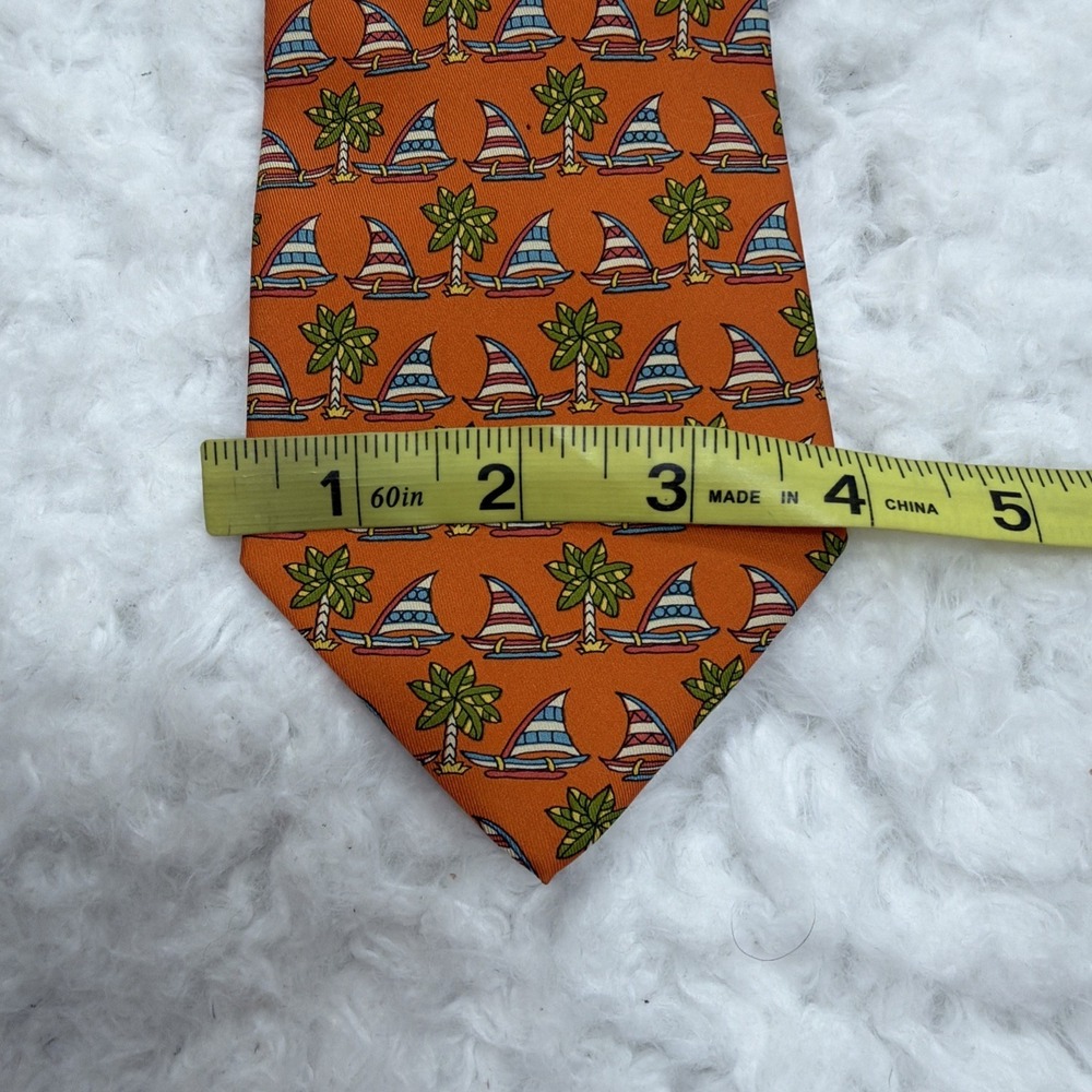 SALVATORE FERRAGAMO Silk Tie Sailboat Beach Nautical Colorful Made Italy Rare!! - Picture 7 of 8